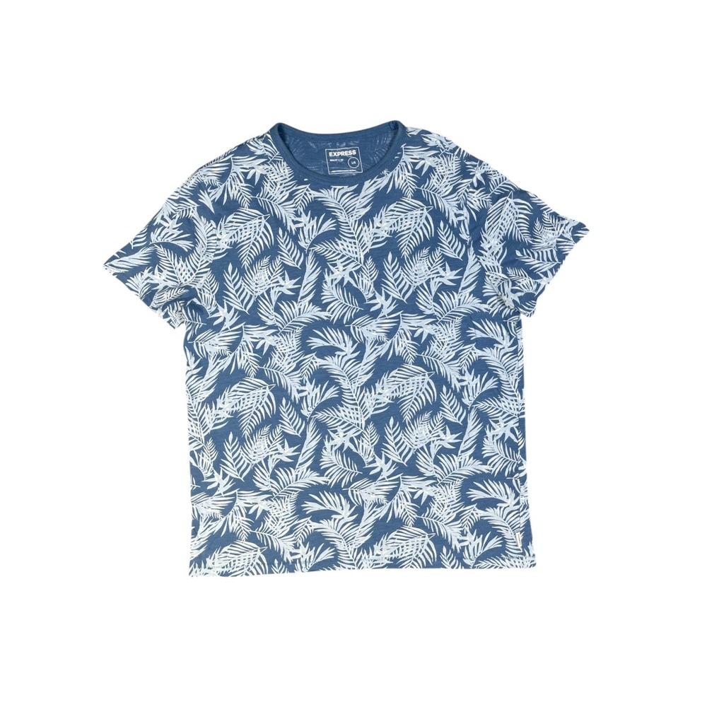 Express Graphic Tshit Blue Jungle foliage short sleeve men's large